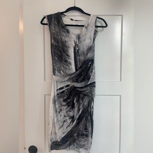 Helmut Lang dress, Petite Size, black,white and gray tie dye.